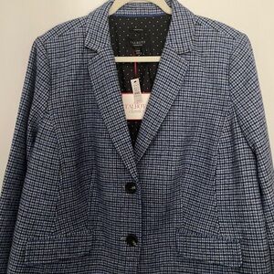 Talbots navy-toned ‘Aberdeen’ Houndstooth wool blazer/jacket. New with tags!